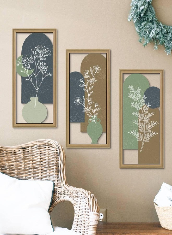 Putuo Decor Botanical Wall Decor Set of 3,Boho Plant Wall Art, Green Bohemian Abstract Wall Decor, Modern Neutral Wooden Frame Decor for Living Room Bedroom Office - Image 4